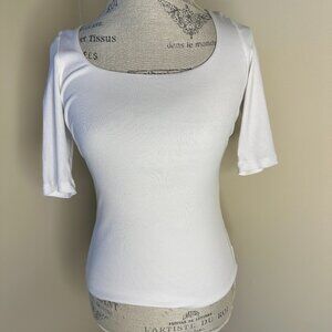 White Tee by Busty Basics Marvell Lane Scoop Neck Made For Large Cup Small Bands
